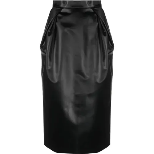 High-waisted satin midi skirt , female, Sizes: 2XS, S - Maison Margiela - Modalova