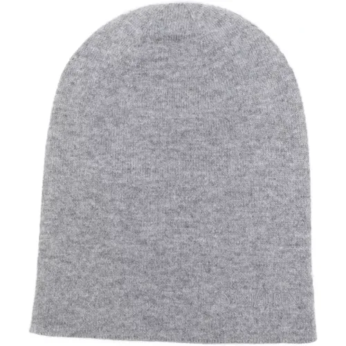 Beanies, female, , Size: ONE SIZE Grey Cashmere Knit Logo Hat - Saint Laurent - Modalova