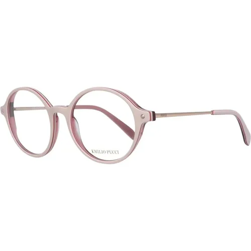 Glasses, female, , Size: ONE SIZE Cream Plastic Optical Frames Full-Rim - EMILIO PUCCI - Modalova