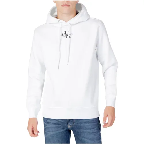 Weiße Monogramm Logo Hoodie Pullover , Herren, Größe: 2XL - Calvin Klein - Modalova