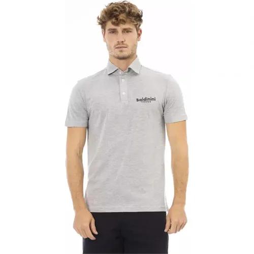 Graues Polo-Shirt mit Besticktem Logo - Baldinini - Modalova