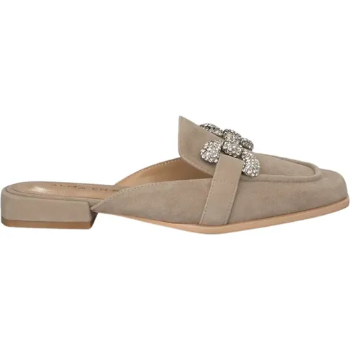 Buckle Rhinestone Flat Mules , female, Sizes: 3 UK, 6 UK, 5 UK, 8 UK, 4 UK, 7 UK - Alma en Pena - Modalova