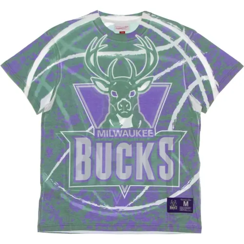 T-Shirts, male, , Size: XL Milwaukee Bucks NBA Tee Green - Mitchell & Ness - Modalova