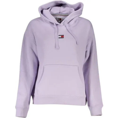 Gebürsteter Baumwollkapuzenpullover mit Logo , Damen, Größe: L - Tommy Hilfiger - Modalova