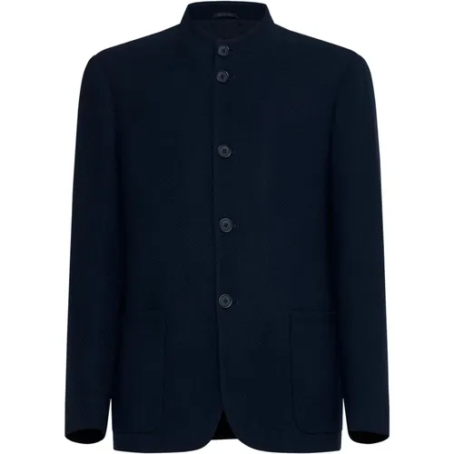 Midnight Textured Wool Jacket , male, Sizes: L, M, XL - Giorgio Armani - Modalova