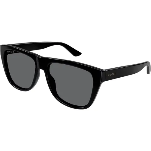 Schwarze/Graue Sonnenbrille , Herren, Größe: 57 MM - Gucci - Modalova