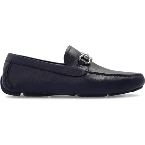 Loafers, male, , Size: 5 US Navy Gancini Moccasins - Salvatore Ferragamo - Modalova