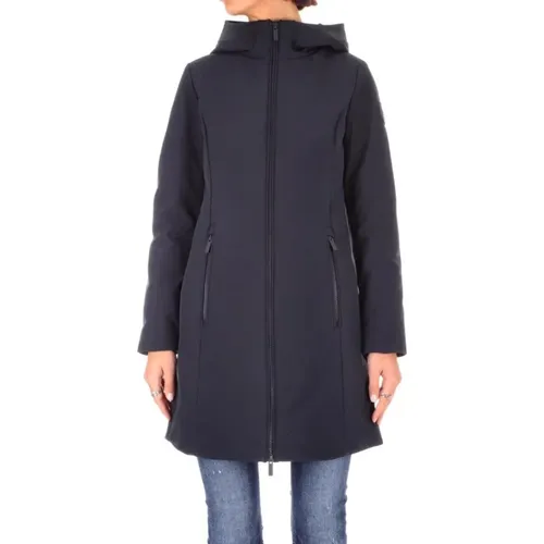 Blaue Winddichte Daunenjacke , Damen, Größe: M - Woolrich - Modalova