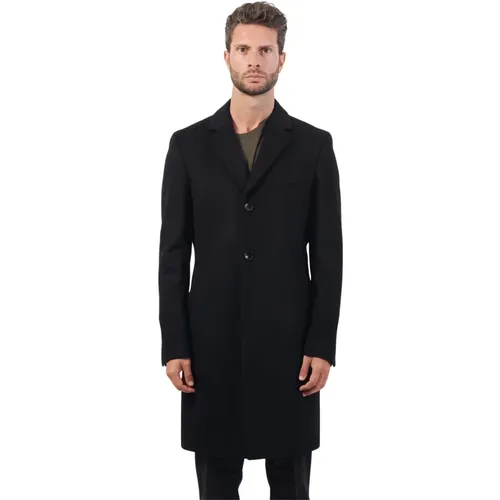 Single-Breasted Coats, male, , Size: L Formal Wool Coat Slim Fit - Hugo Boss - Modalova