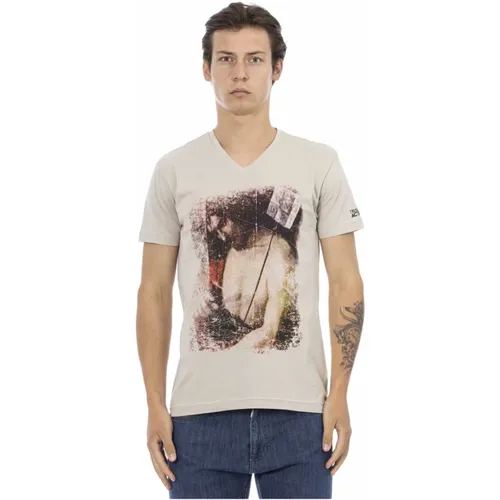 Casual V-Ausschnitt T-Shirt mit Frontdruck - Trussardi - Modalova