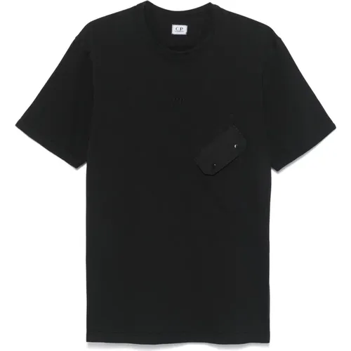 Schwarzes Jersey Kurzarm T-Shirt , Herren, Größe: S - C.P. Company - Modalova