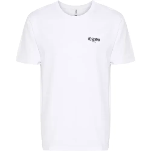 Logo Print Crew Neck T-shirts und Polos , Herren, Größe: XL - Moschino - Modalova