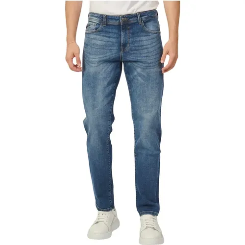 Blaue Slim Fit Basic 5-Pocket Jeans , Herren, Größe: W34 - YES ZEE - Modalova