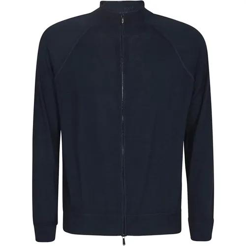 Zip-throughs, male, , Size: S Merino Wool Zip Cardigan - Drumohr - Modalova