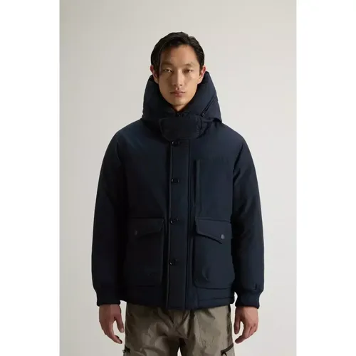 Blaue Bomberjacke Melton Stil - Woolrich - Modalova