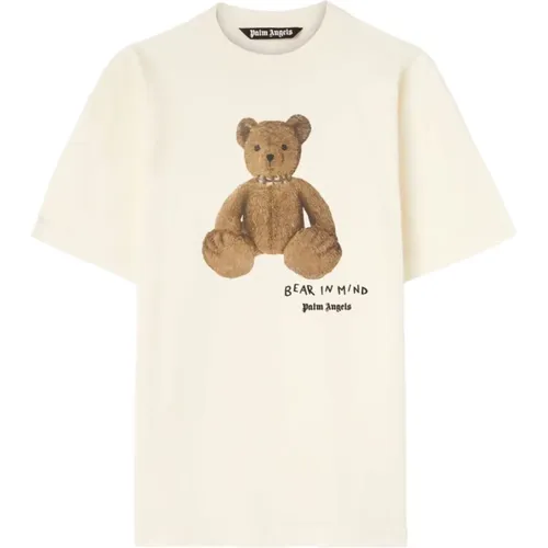 Bear Motif Slogan Print T-shirts , male, Sizes: M, L - Palm Angels - Modalova