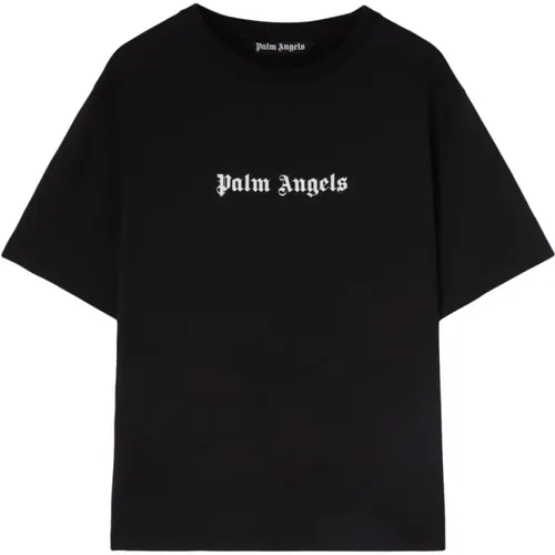 Schwarzes T-Shirt mit Logo-Print , Herren, Größe: L - Palm Angels - Modalova