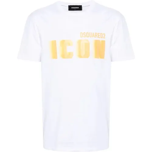 Blur Cool Yellow Logo Cotton T-Shirt , male, Sizes: 2XL, L, XL, S - Dsquared2 - Modalova