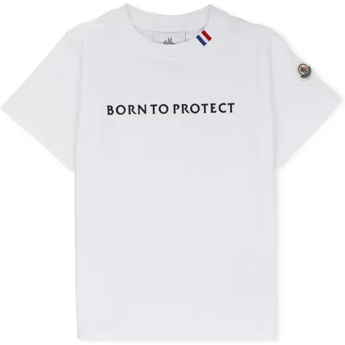 Weißes Baumwoll-Crewneck-T-Shirt für Jungen - Moncler - Modalova