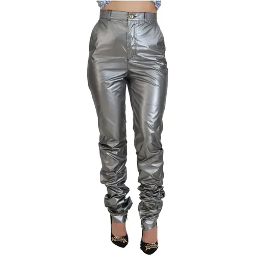 Metallic Silberne High Waist Skinny Hose - Dolce & Gabbana - Modalova