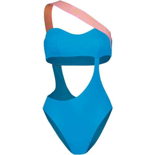 Asymmetrischer One-Shoulder Badeanzug,Asymmetrischer Einteiliger Badeanzug - Versace - Modalova