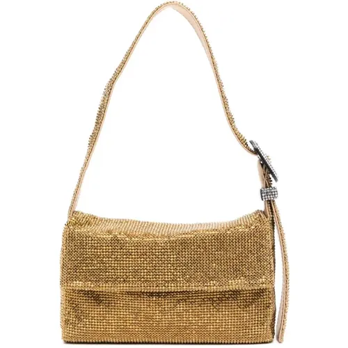 Golden Crystal Embellished Shoulder Bag , female, Sizes: ONE SIZE - Benedetta Bruzziches - Modalova