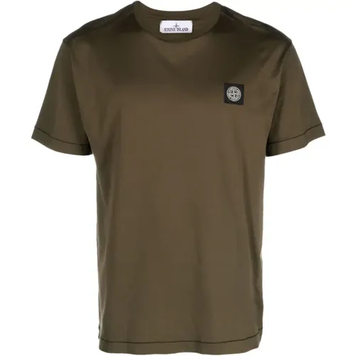 Ribbed Neckline T-shirts and Polos , male, Sizes: L, 2XL, XL - Stone Island - Modalova