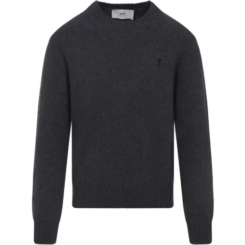 Cashmere Knitwear, male, , Size: S Luxurious Cashmere Sweater Grey - Ami Paris - Modalova
