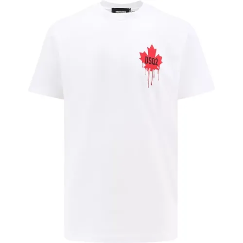 Logo Print Cotton Crew-Neck T-Shirt , Herren, Größe: L - Dsquared2 - Modalova