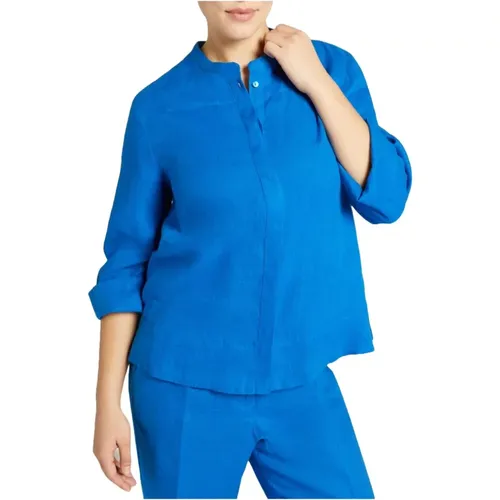 Blaue Elegante Bluse Overseas Stil , Damen, Größe: L - Elena Mirò - Modalova