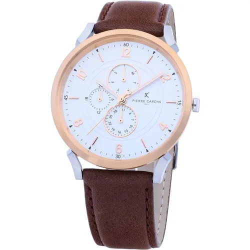 Watches, male, , Size: ONE SIZE Analog Day Function Leather Watch - Pierre Cardin - Modalova