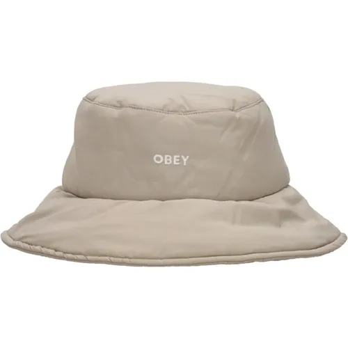 Hats, male, , Size: ONE SIZE Insulated Silver Grey Bucket Hat - Obey - Modalova