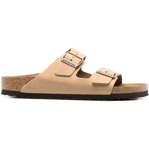 Leather Sandals Open Toe Slip-On , male, Sizes: 12 UK, 9 UK, 11 UK, 10 UK, 8 UK, 7 UK - Birkenstock - Modalova