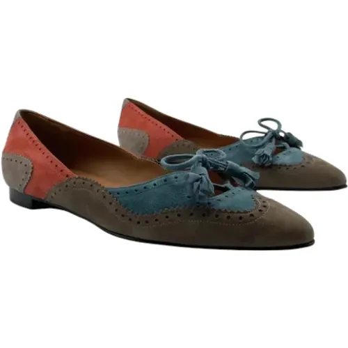 Pre-owned Flats, female, , Size: 6 US Pre-owned Suede flats - Hermès Vintage - Modalova