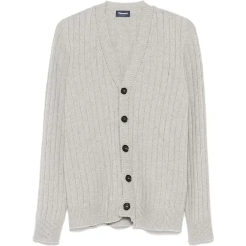 Grey Cashmere-Wool Blend Cardigan , male, Sizes: M, L, XL - Drumohr - Modalova