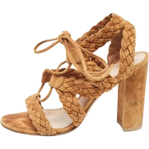 Pre-owned Sandals, female, , Size: 7 1/2 US Pre-owned Suede sandals - Gianvito Rossi Pre-owned - Modalova