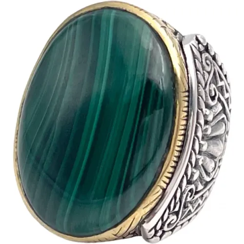 Rings, unisex, , Size: 60 MM 925 Sterling Silver Malachite Ring - Jalan Jalan - Modalova