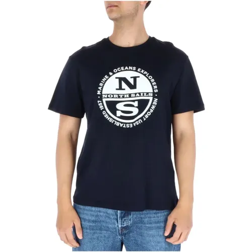 Blaues Bedrucktes Herren T-Shirt - North Sails - Modalova
