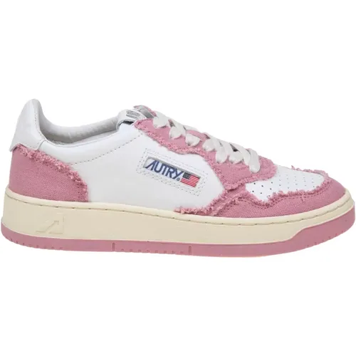 Sneakers in white and pink leather and canvas , female, Sizes: 6 UK, 4 UK, 3 UK, 5 UK, 7 UK - Autry - Modalova