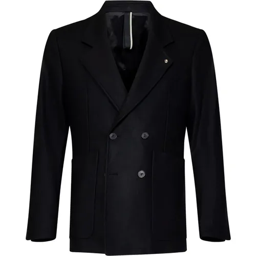 Blazers, male, , Size: L Wool Cashmere Lapel Coat - Low Brand - Modalova