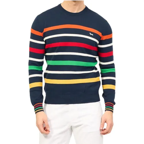 Striped Cotton Crewneck Sweater , male, Sizes: S, M, 2XL, L - Harmont & Blaine - Modalova