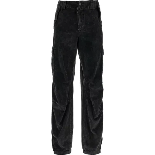 Corduroy Cargo Pants with Knee Curvature , male, Sizes: M - Dolce & Gabbana - Modalova