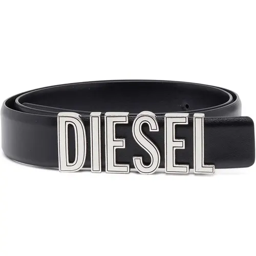 Belts, female, , Size: 70 CM Leather belt with chunky logo letters - Diesel - Modalova