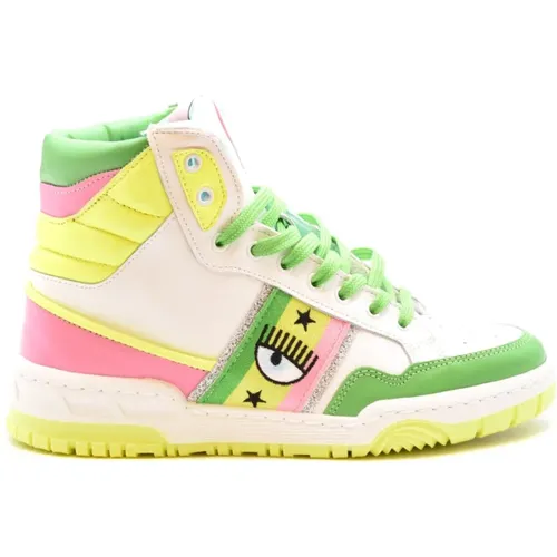 Colorful Leather High-Top Sneakers Aw22 , female, Sizes: 5 UK, 4 UK - Chiara Ferragni Collection - Modalova