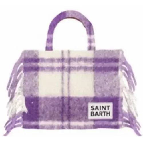 Tote Bags, unisex, , Size: ONE SIZE Plaid Fringe Handbag - MC2 Saint Barth - Modalova