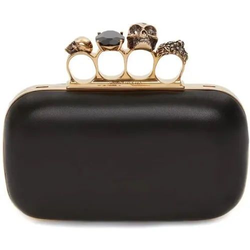 Clutches, female, , Size: ONE SIZE Nappa Leather Knuckle Clutch Bag - alexander mcqueen - Modalova