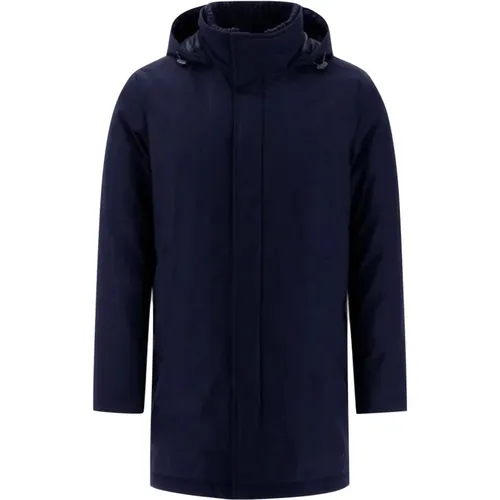 Parkas, male, , Size: XL Detachable hood technical wool jacket - Herno - Modalova