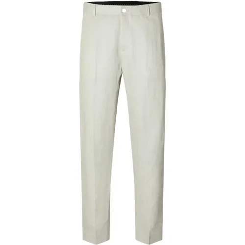 Leinen Chino Hose Sand Elfenbein , Herren, Größe: L - Selected Homme - Modalova