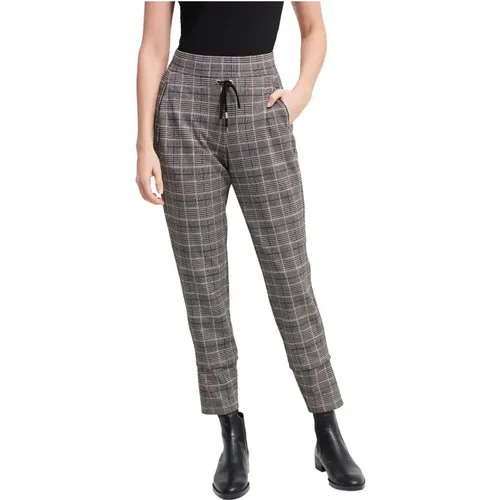 Elegant Glen Grey Checkered High Waist Slim Fit Pants , female, Sizes: L, M - Joseph Ribkoff - Modalova