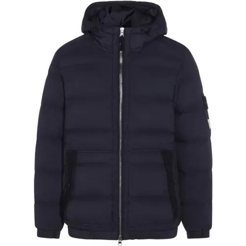 Winter Jackets, male, , Size: S Quilted Coat with Removable Compass - Stone Island - Modalova